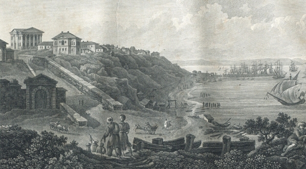  "Widok Teatru i portu w Odessie.  Szkicował L. Fuhrman.  Sztychował Frenzel w Dreźnie".  