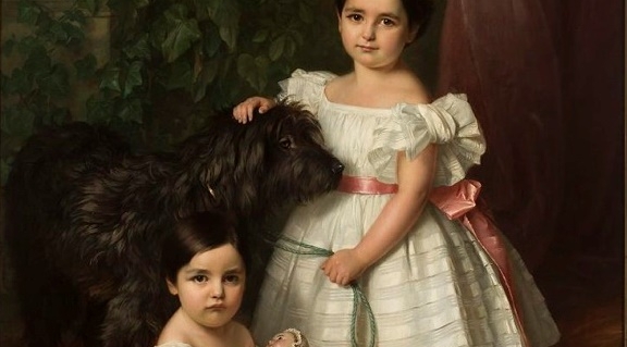  "Portret Marii Róży i Róży Marii Karoliny Kronenberg z psem" Józefa Simmlera.  