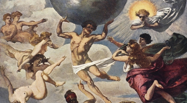  "Geniusz, podtrzymujący Ziemię - alegoria postępu."  