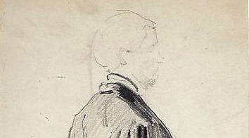  "Portret Stanisława Wyspiańskiego stojącego bokiem" Józefa Mehoffera.  