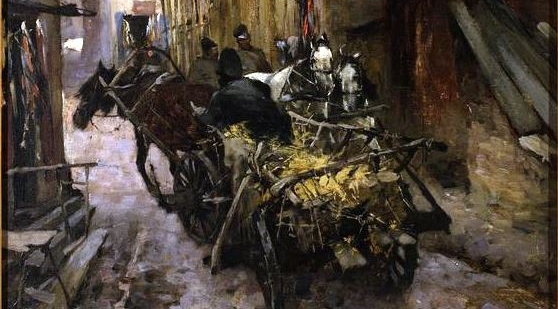  "Zaułek wileński - mijające się wozy"  Stanisława Siestrzeńcewicza.  