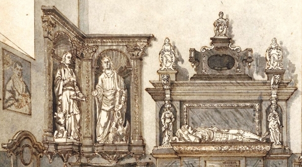  "Kaplica Tarnowskich w katedrze w Łowiczu. Wnętrze [...] z renesansowym nagrobkiem rycerza [Piotra Tarnowskiego, ojca Prymasa Tarnowskiego], figurami św. Łukasza, św. Jana, portretem duchownego, krucyfiksem oraz chrzcielnicą" Józefa Sierakowskiego  