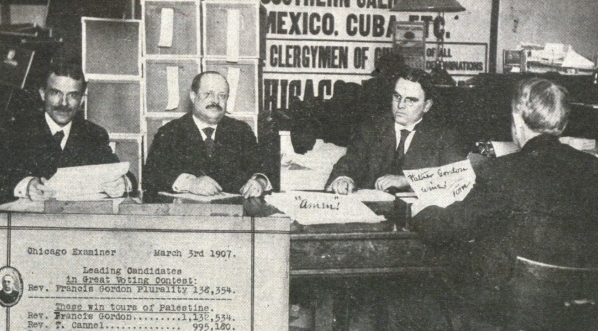  "Komisya sprawdzająca głosy kontestu "Examinera" na podróż do Ziemi Świętej i innych miejsc."  