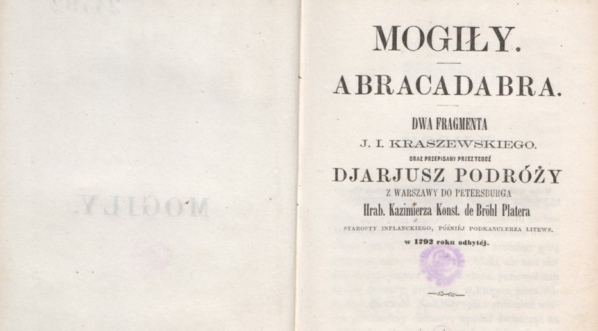  Józef Ignacy Kraszewski "Mogiły ; Abracadabra" (strona tytułowa)  