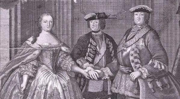  August III z Fryderykiem Wielkim i Marią Teresą  