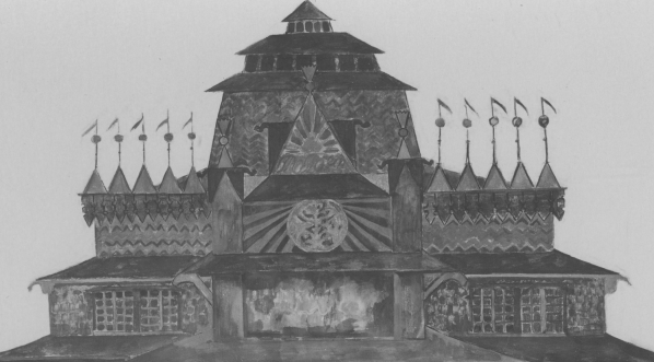  Projekt pawilonu polskiego na Wystawę Sztuki Dekoracyjnej w Paryżu w 1925 roku autorstwa Kazimierza Sichulskiego.  