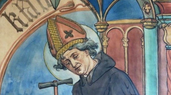  „Święty Longin, patron dzwonkarzy" rysunek Jana Matejki, stanowiący projekt polichromii do Kościoła Mariackiego w Krakowie.  
