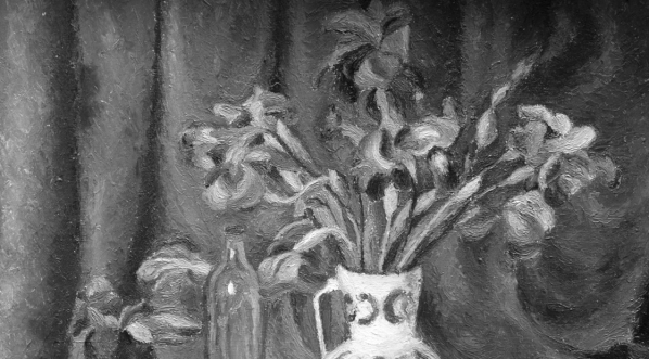  Obraz olejny Władysława Stapińskiego "Irysy".  