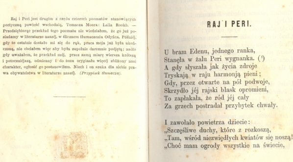  "Raj i Peri ; Ślepa dziewczyna z Castel-Cuillé : poemat sielski z Jasmina" Thomasa Moore`a. (2)  