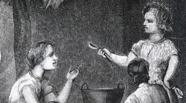  "Rozbitki. Jerzy uśmiechając się, położył przed  każdą z sióstr łyżkę." Wojciecha Gersona.  