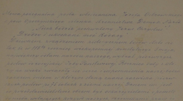 Mowa pożegnalna Józefa Ostrowskiego cz. I (1906 r.)  