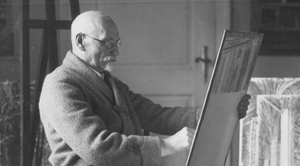  Leon Wyczółkowski, artysta malarz i grafik przy pracy.  