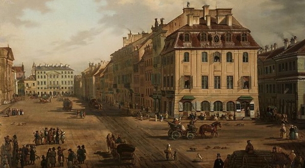  "Widok z Placu Zamkowego na Krakowskie Przedmieście" Filipa Romanowskiego.  