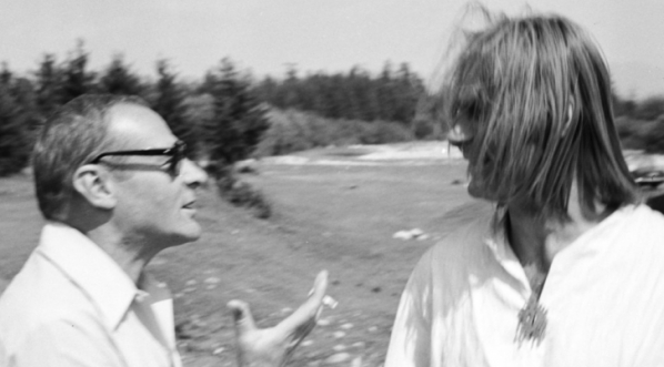  Jerzy Passendorfer i Marek Perepeczko podczas kręcenia serialu telewizyjnego "Janosik" w 1973 roku.  