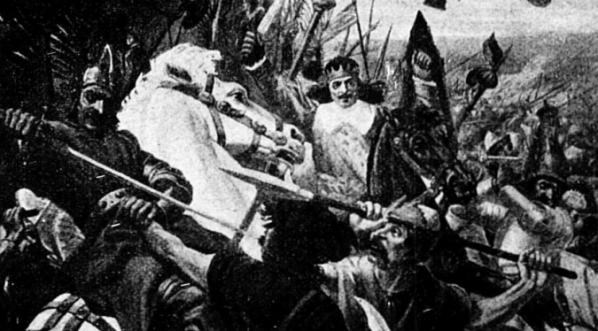  "Jan Kazimierz gromi Szwedów". Kopia obrazu umieszczonego w kaplicy polskiej w kościele św. Joachima w Rzymie.  