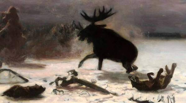  "Walka łosia z wilkami" Juliana Fałata.  