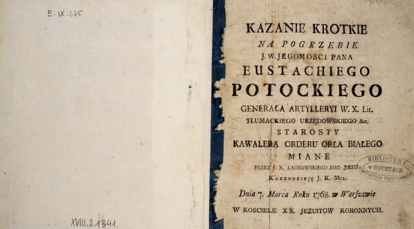  Sebastian Lachowski "Kazanie krótkie na pogrzebie ... Eustachego Potockiego"  