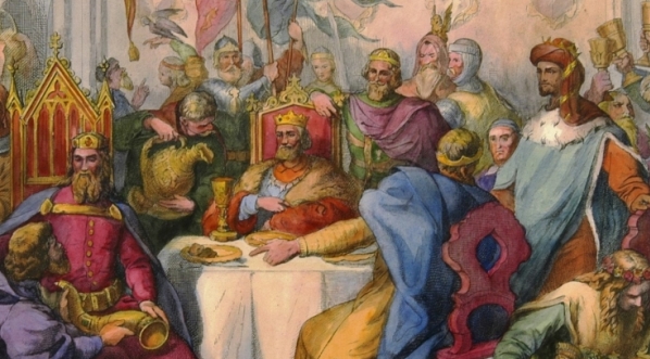  "Kazimierz Wielki na uczcie u Mikołaja Wierzynka rajcy krakowskiego".  