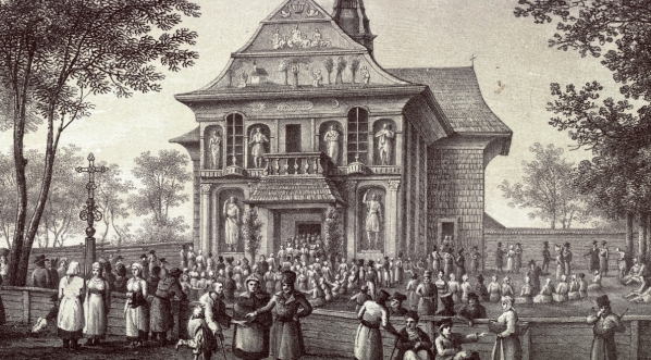  "Widok kościoła Kohawiny słynący odpustami w Cyrkule Striyskim" Antoniego Langego.  