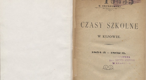  R. Oryszowski [Franciszek Gawroński] "Czasy szkolne w Kijowie 1854/5-1862/3" (strona tytułowa)  
