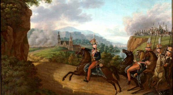  "Kozietulski na czele szwadronu w wąwozie Somossiery" Józefa Sonntaga.   