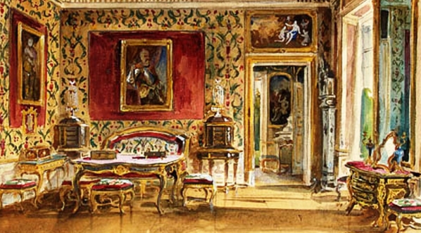  "Sypialnia Królowej w pałacu w Wilanowie".  