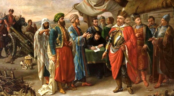  "Jan III podpisuje traktat z Turkami w Żurawnie"   Ignacego Romana Postępskiego.  