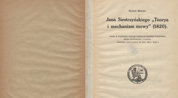  Tytus Benni "Jana Siestrzyńskiego "Teorya i mechanizm mowy" " (strona tytułowa)  