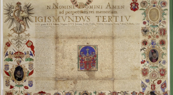  Akt nobilitacji Jana Januszowskiego Lazaridesa (1550-1613), wydawcy i kierownika Oficyny Łazarzowej w Krakowie, nadany przez króla Zygmunta III Wazę.  