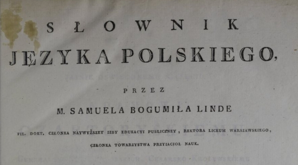  Samuel Bogumił Linde "Słownik języka polskiego. T. 1 cz. 1," (strona tytułowa)  