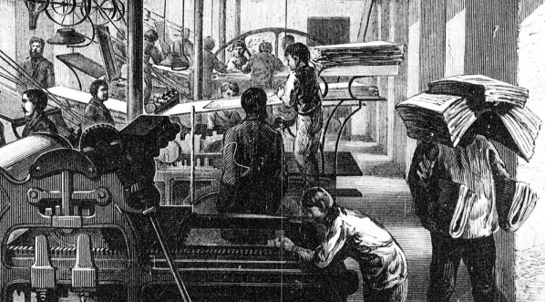  "Zakłady drukarni J. Ungra. Sala maszyn pośpiesznych."  