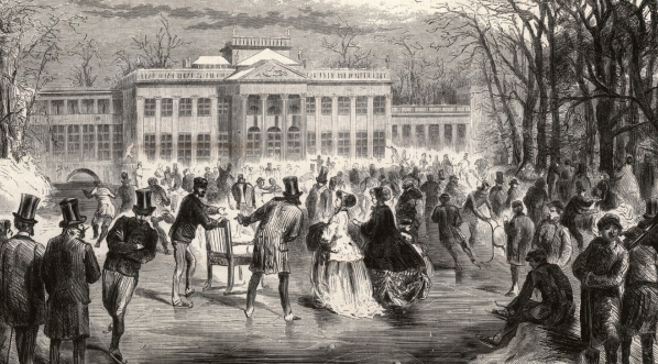  "Łyżwiarze na stawie łazienkowskim" Edwarda Gorazdowskiego.  