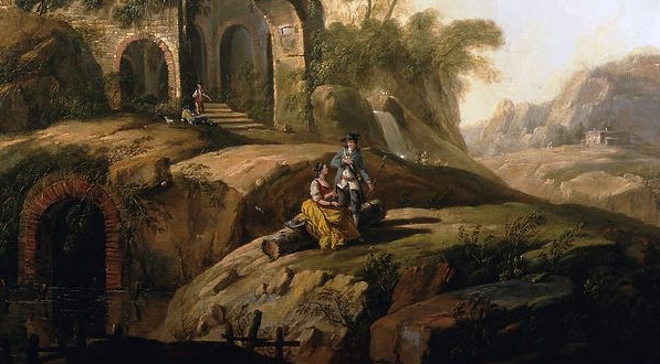  "Krajobraz z ruinami świątyni Minerwy Medica w Rzymie"  Jeana  Pillementa.  