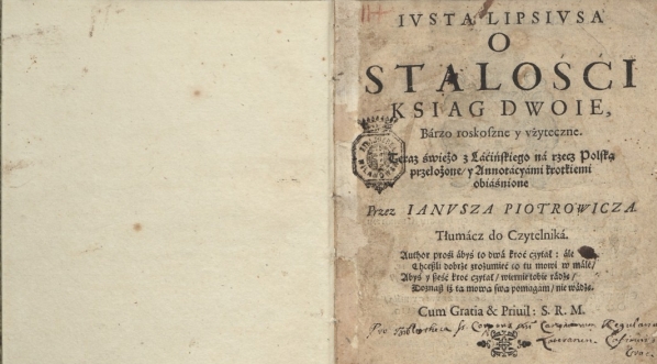  Justus Lipsius "Ivsta Lipsivsa O stalości ksiag dwoie : barzo roskoszne y vżyteczne" (tłum. Janusz Piotrowicz, strona tytułowa)  