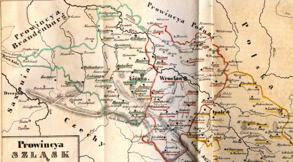  Mapa z "Krótkiego rysu jeografii Szląska dla nauki początkowej" Józefa Lompy.  