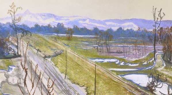  "Widok z okna pracowni artysty na Kopiec Kościuszki" Stanisław Wyspiański.  