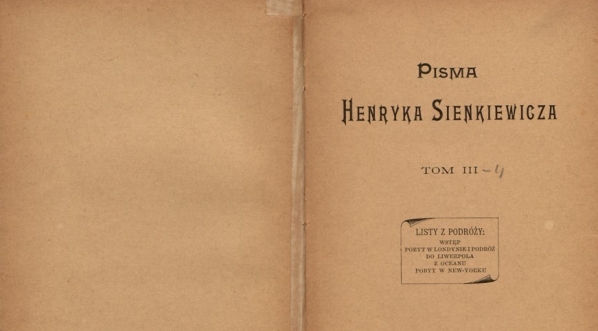  "Pisma Henryka Sienkiewicza. T. 3, Listy z podróży." (strona tytułowa)  