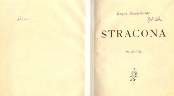  Cecylia Niewiadomska "Stracona: powieść" (strona tytułowa)  