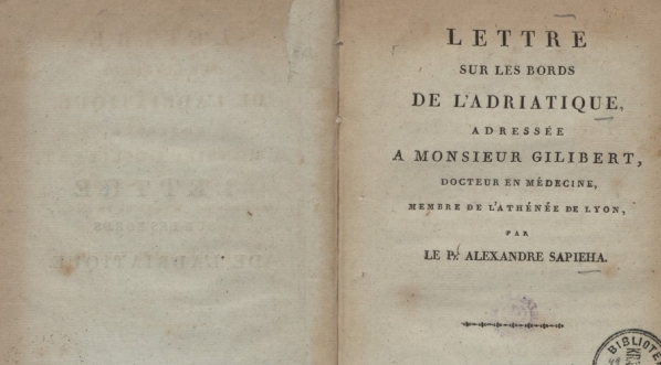  Aleksander Antoni  Sapieha "Lettre sur les bords de L'Adriatique : adressée a monsieur Gilibert docteur en médicine [...]" (strona tytułowa)  