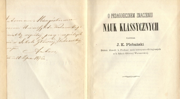  Józef Kazimierz Plebański "O pedagogicznem znaczeniu nauk klassycznych" (strona tytułowa)  
