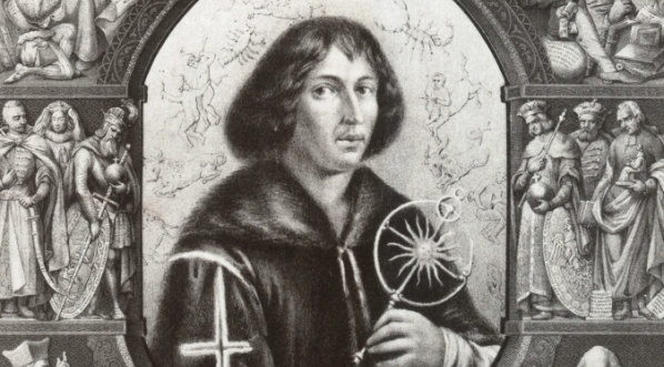  "Wizerunek Kopernika podług Ghirlandajo z otoczeniem z sztychu Oleszczyńskiego."  
