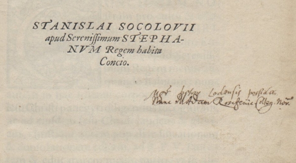  Stanisław Sokołowski "Pro cvltv et adoratione Iesv Christi in Evcharistiae sacramento Stanislai[i] Socolovii [...]." (strona tytułowa)  