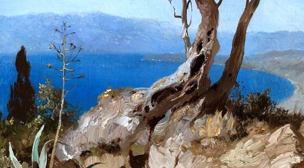  "Widok na jezioro ze skalistym brzegiem" Henryka Siemiradzkiego.  