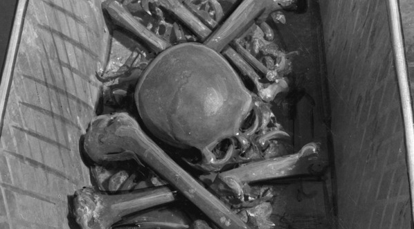  Trumna z prochami ks. Piotra Skargi w kościele św. Piotra i Pawła w Krakowie.  