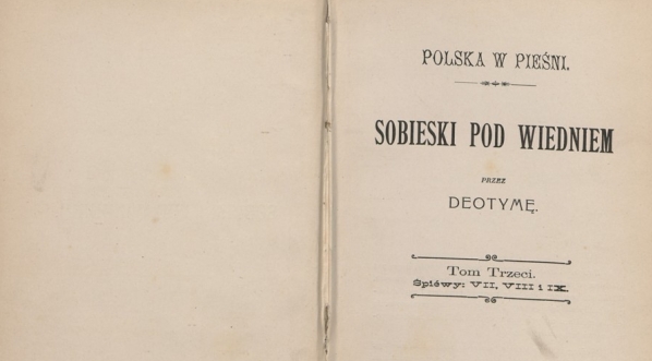  Deotyma [Jadwiga Łuszczewska] "Sobieski pod Wiedniem" (strona tytułowa)  