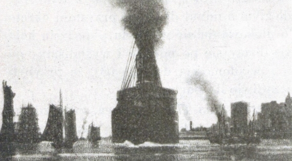  "Rzeka Hudson i Tunel z Hoboken do New Yorku."  