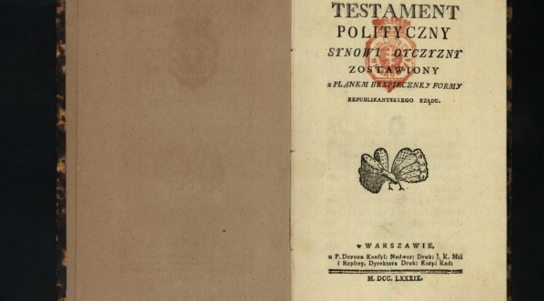  Ignacy Łobarzewski "Testament polityczny synowi oyczyzny zostawiony z planem bespieczney formy republikantskiego rządu" (strona tytułowa)  