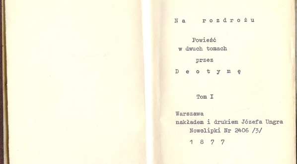  Deotyma [Jadwiga Łuszczewska] "Na rozdrożu : powieść." (strona tytułowa)  