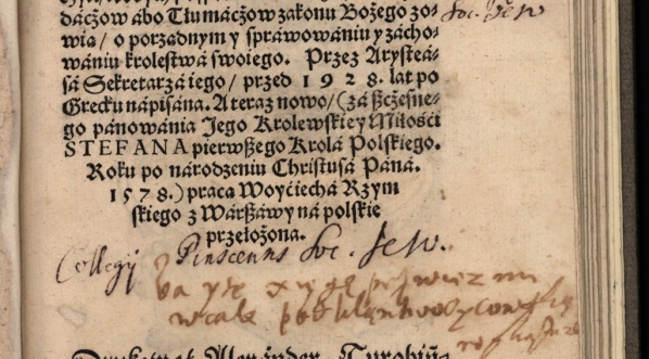  Aristeas "Kronika starodawna y ktemu pobożna" (tłum. Wojciech Rzymski)  