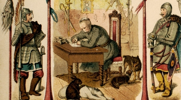  Jan Chryzostom Pasek spisujący pamiętniki między postaciami żołnierzy z epoki.  